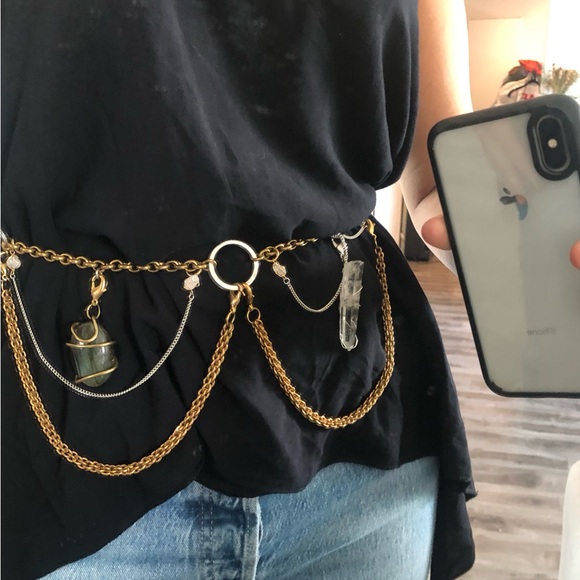 Marine Serre Therapy Chain Belt French Designer Gold Silver Glass Stones OSFM - Picture 2 of 4